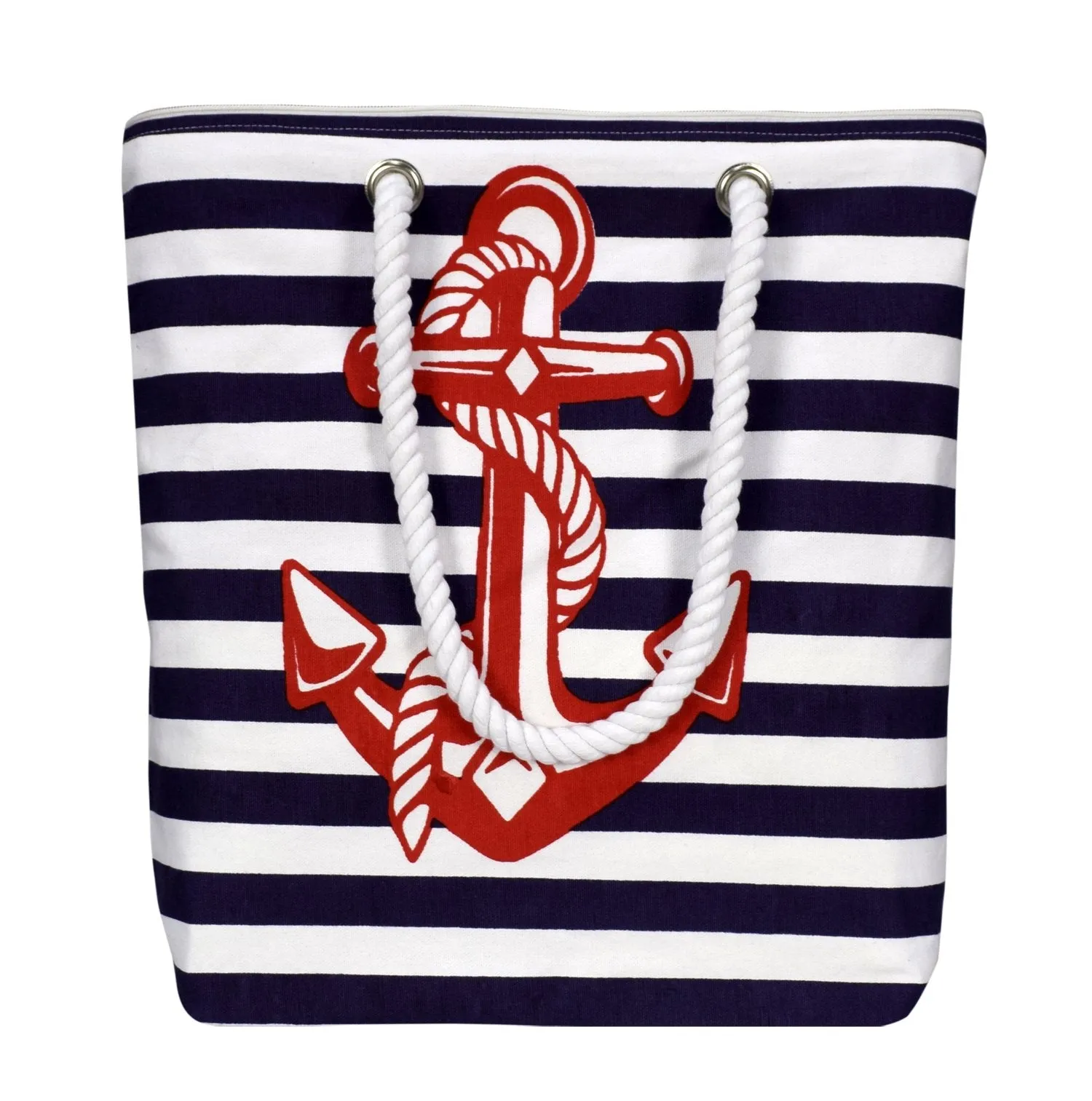 100% Cotton Anchor Print Canvas Beach Tote