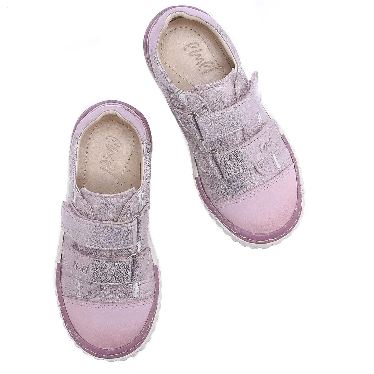 (2066-26/2071-26) Pink shiny low Velcro Trainers