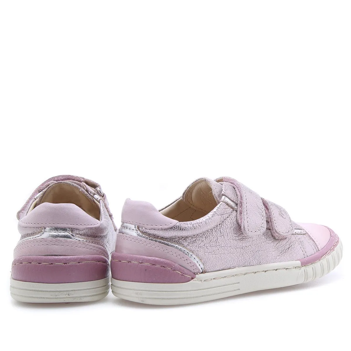 (2066-26/2071-26) Pink shiny low Velcro Trainers