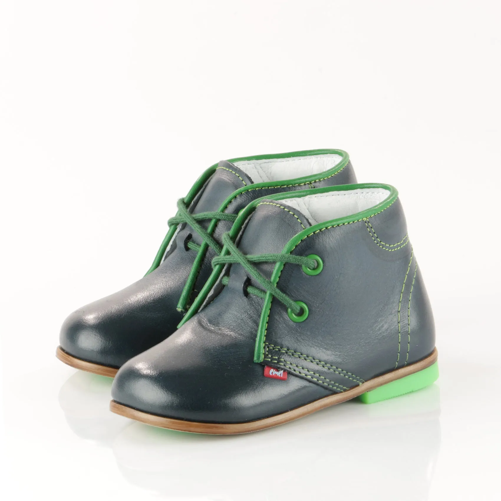 (2195-16) Emel Navy-Green Lace Up Shoes