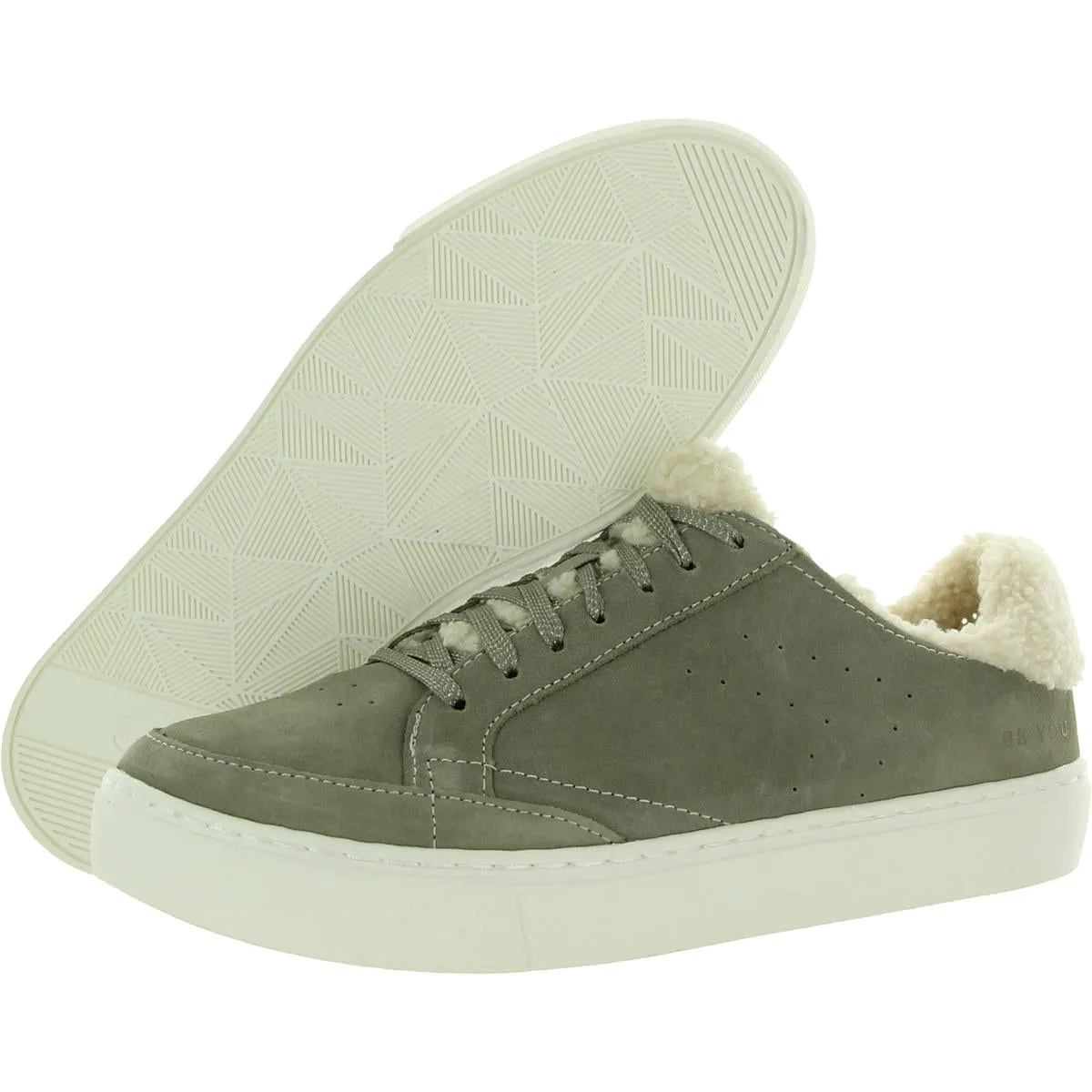 All In Cozy Womens Suede Faux Fur Trim Casual and Fashion Sneakers