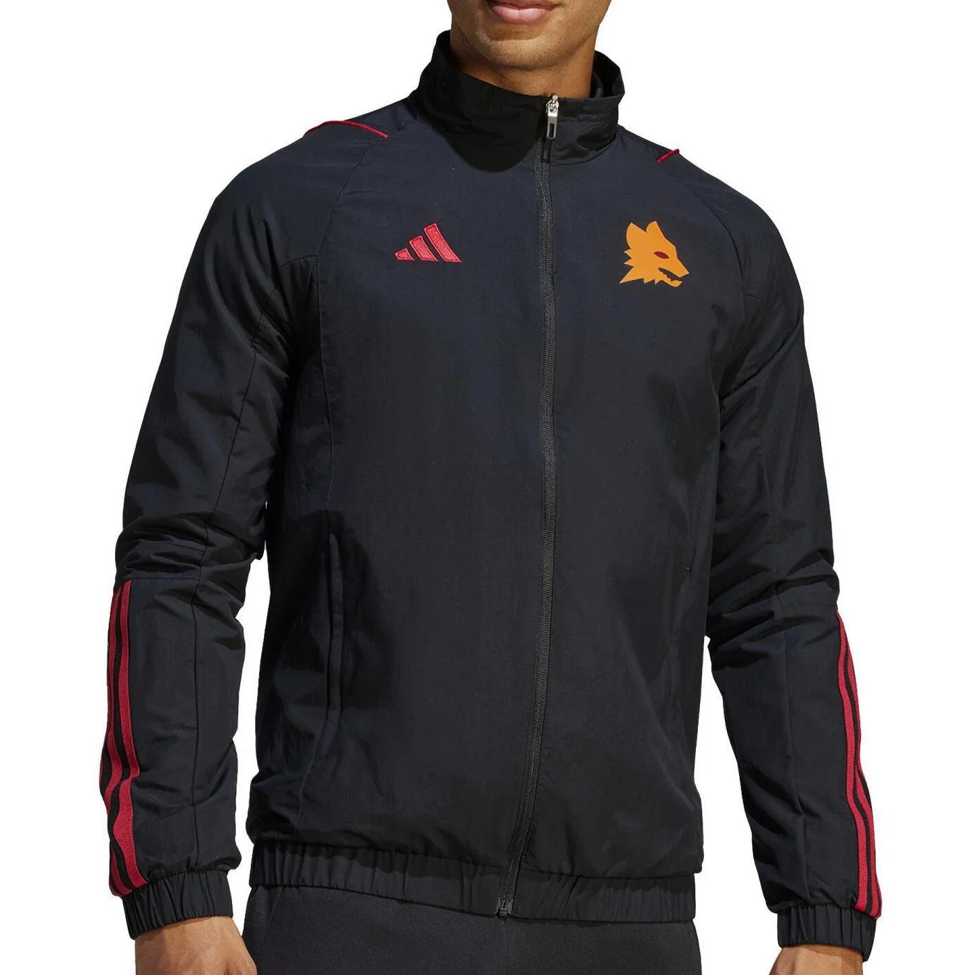 AS Roma black presentation Soccer tracksuit 2023/24 - Adidas