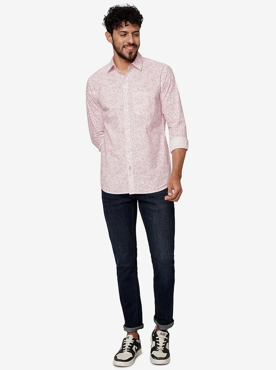 Aurora Red Printed Slim Fit Casual Shirt | JadeBlue