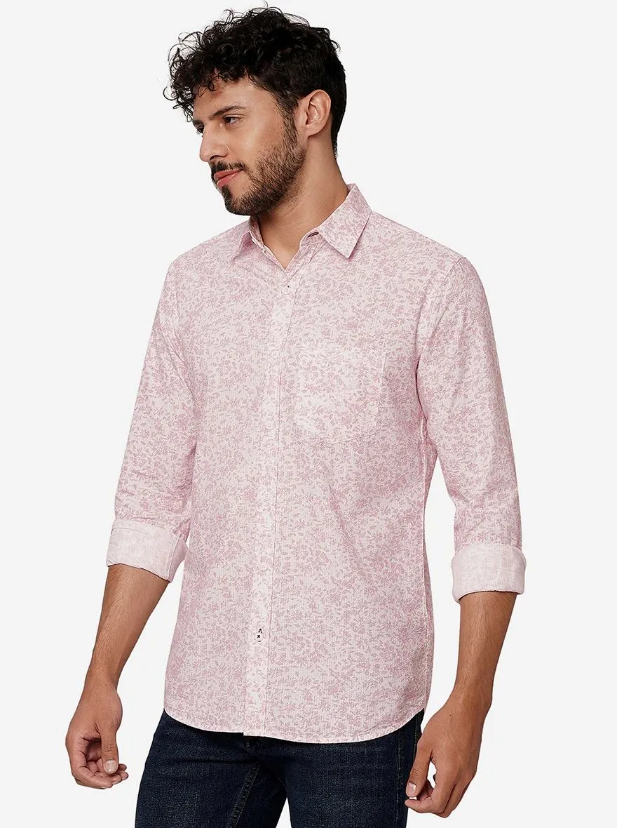 Aurora Red Printed Slim Fit Casual Shirt | JadeBlue