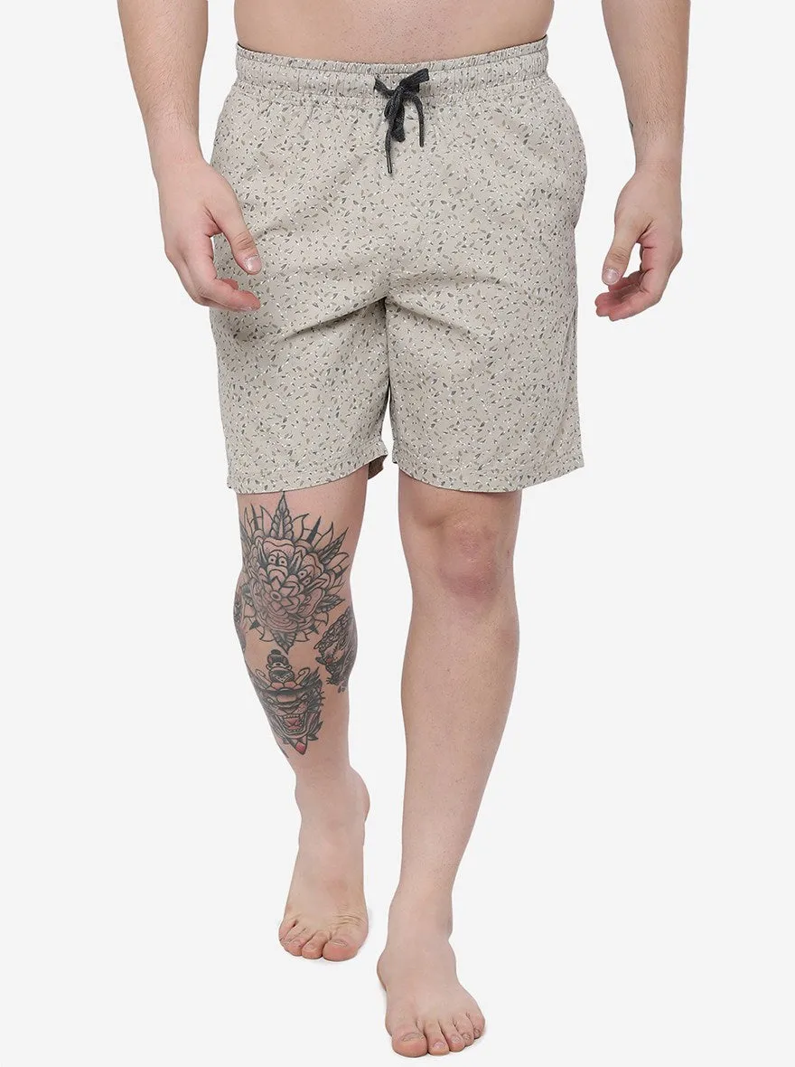 Beige Printed Regular Fit Shorts | JadeBlue