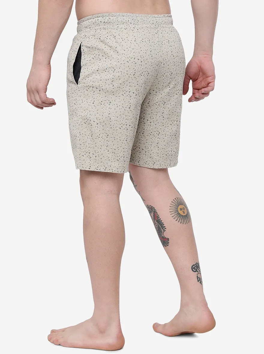 Beige Printed Regular Fit Shorts | JadeBlue