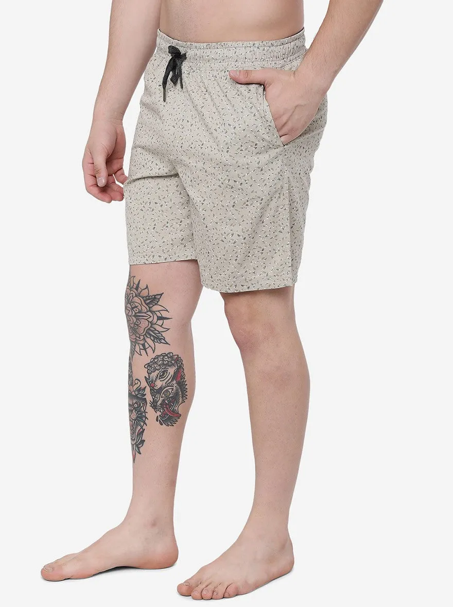 Beige Printed Regular Fit Shorts | JadeBlue