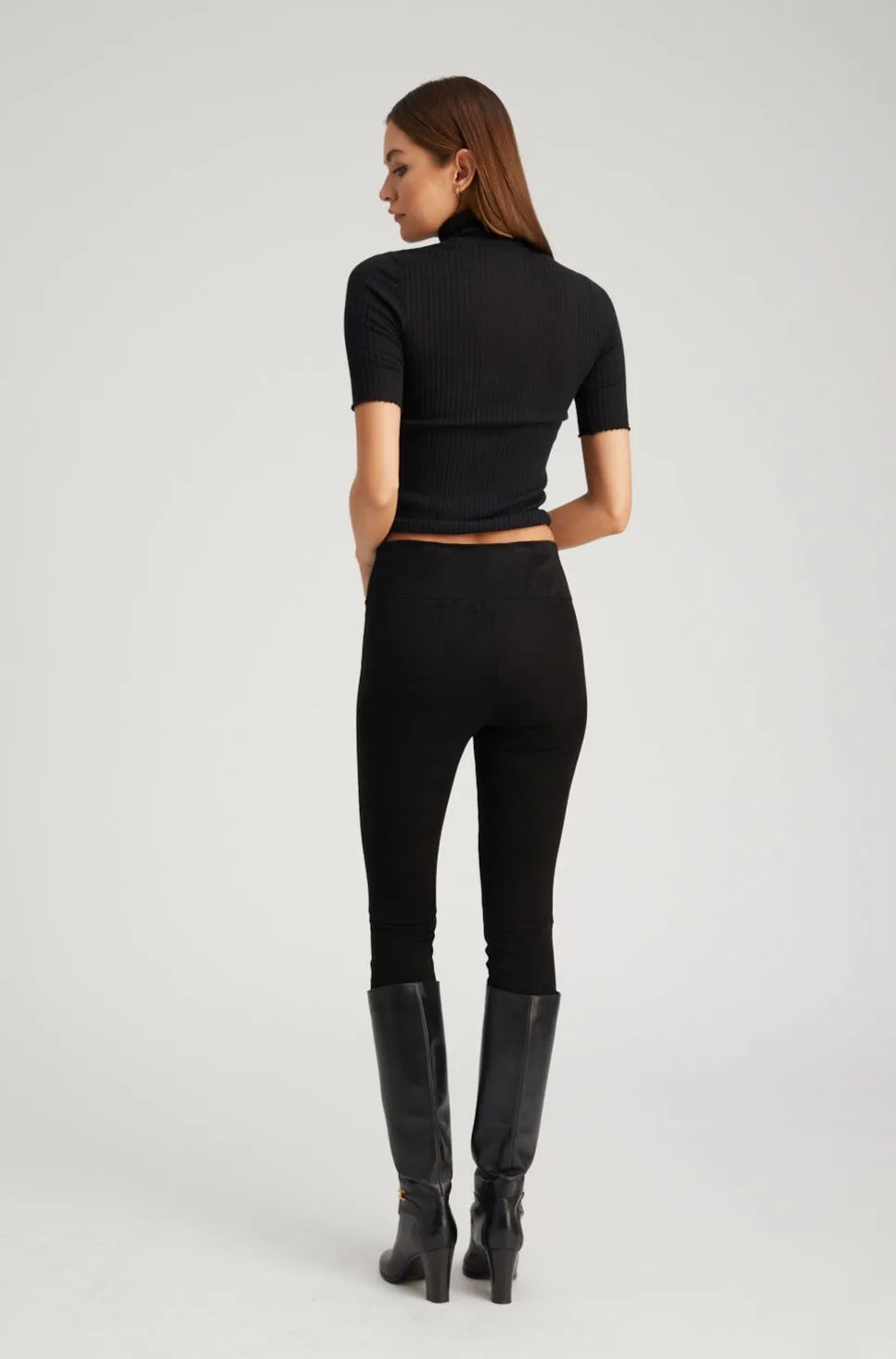 Black Suede Crop Leggings