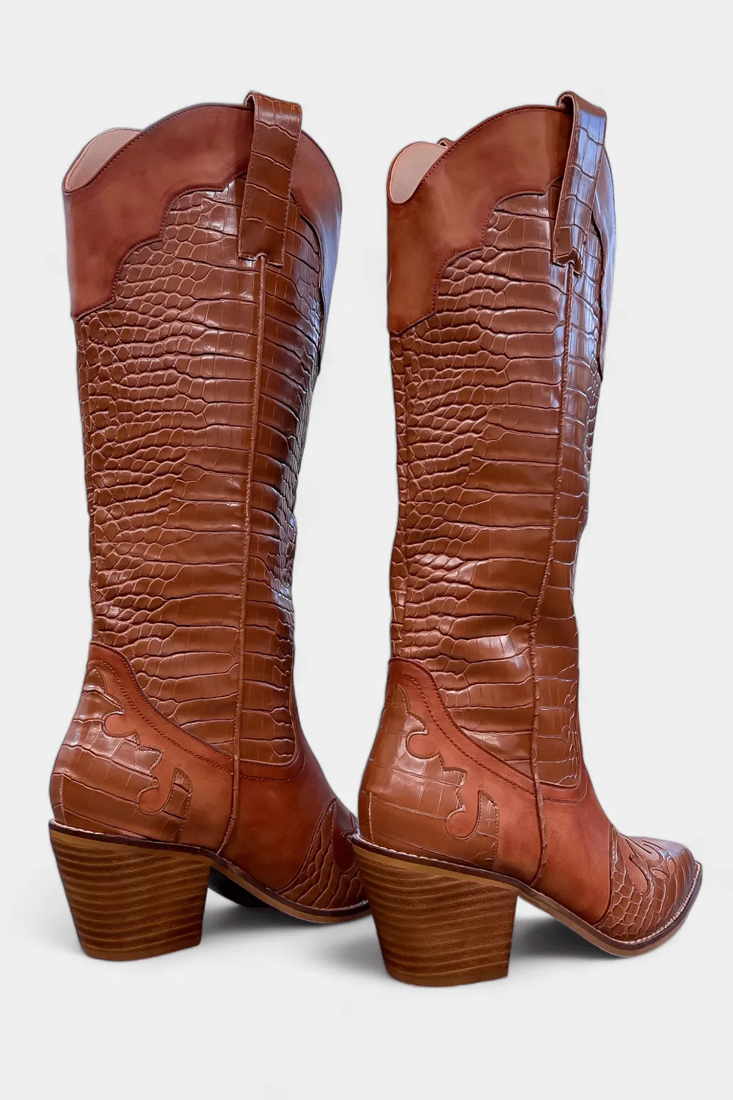 Brown Croc Western Cowboy Boots