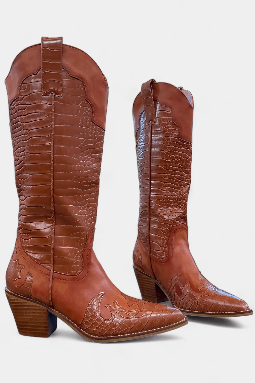 Brown Croc Western Cowboy Boots