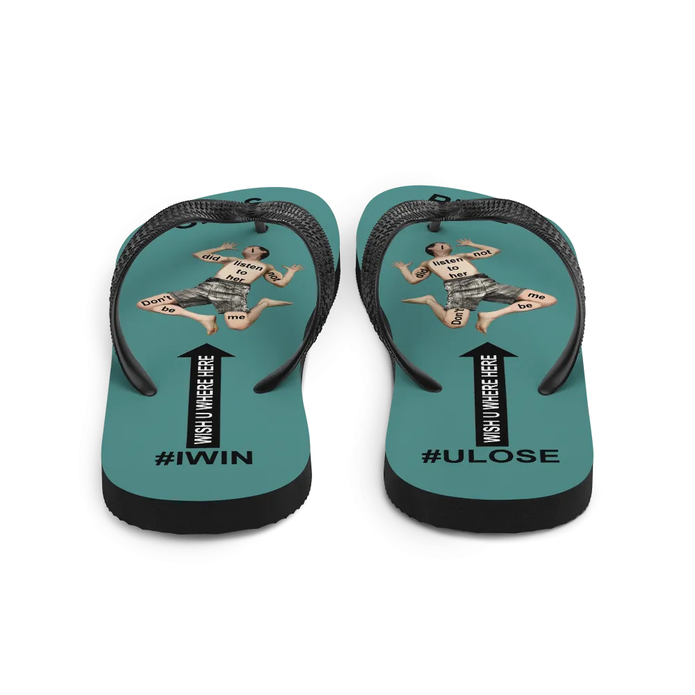 GIRLS RULE flip flops with CRUSHED TINY MAN underfoot teal fabric NEW (2020-05-10)