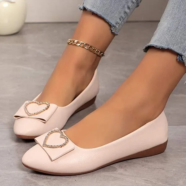 Heart Design Pointed-toe Soft Sole Flats for Women 07842669C