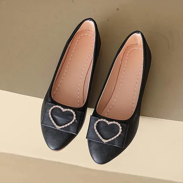 Heart Design Pointed-toe Soft Sole Flats for Women 07842669C