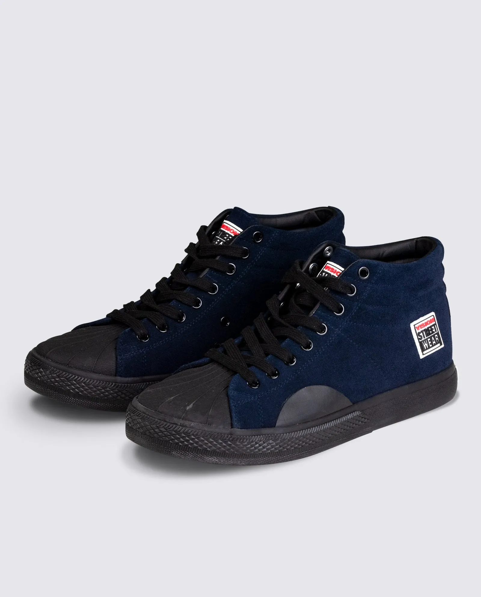 Leather Suede High Top Sneakers Deep Navy