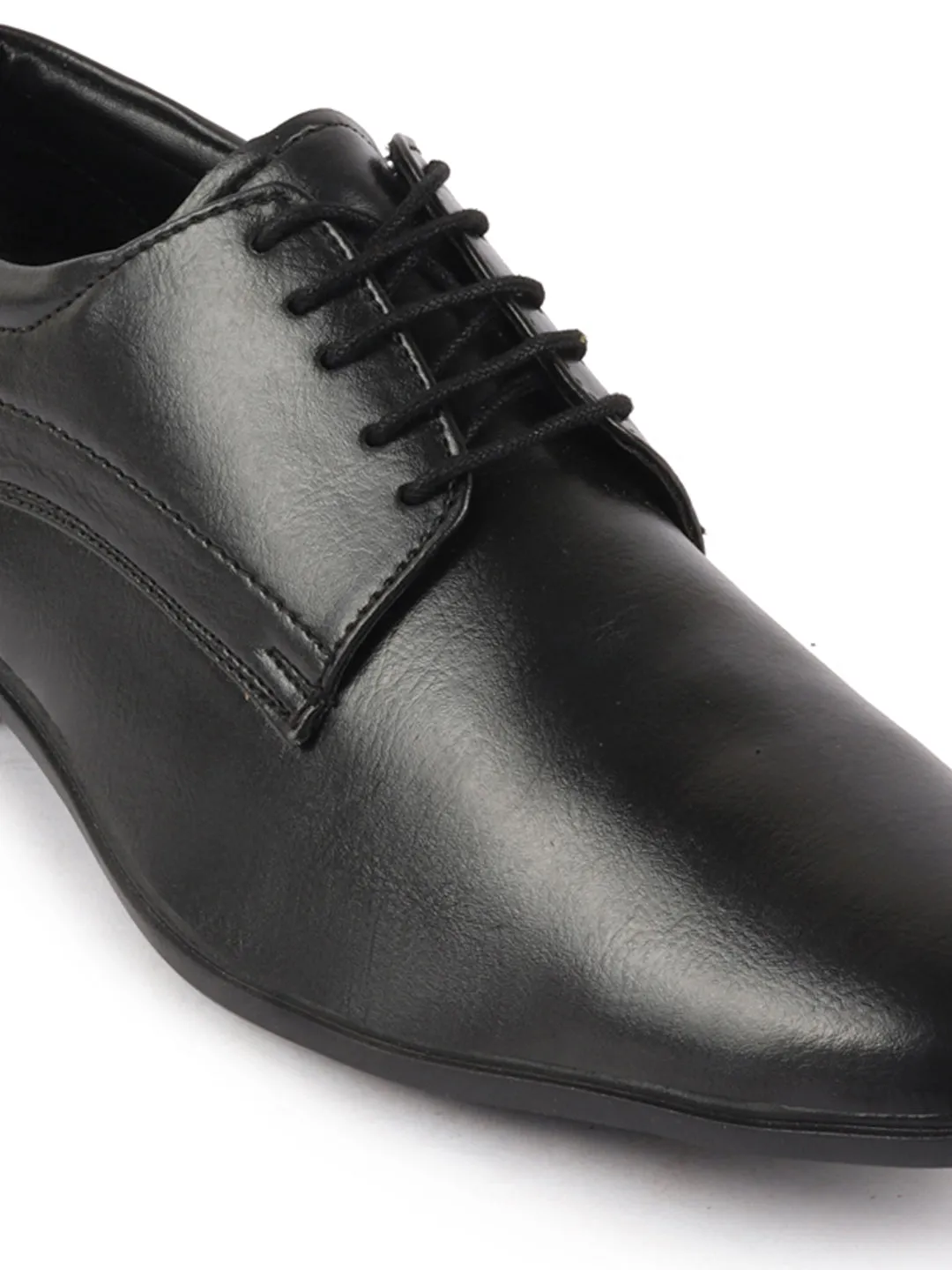 Men Black Genuine Leather Office Formal Lace Up Derby Shoes