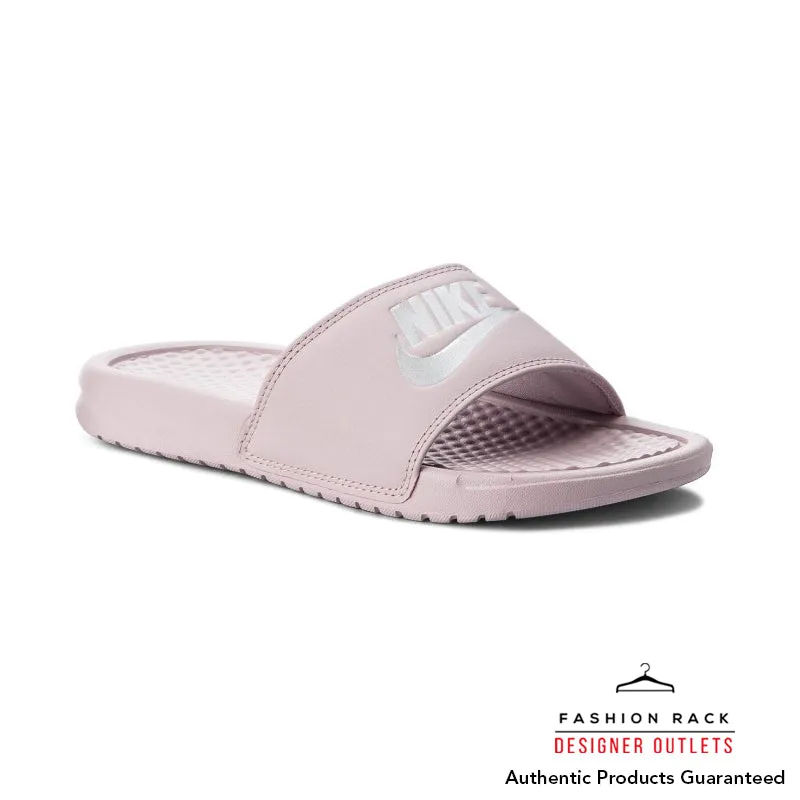 Nike Women's Benassi JDI Slide ParticleRose/MetallicSilver